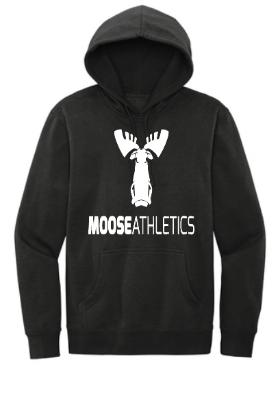 Black Fleece Hoodie - Moose Athletics Logo - Full Chest