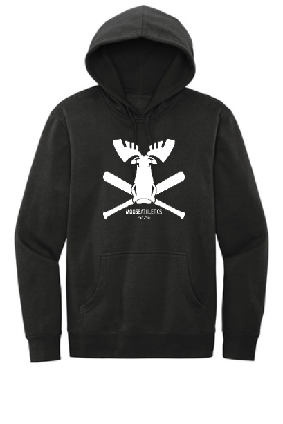 Black Fleece Hoodie - Moose Crossed Bats Logo - Full Chest