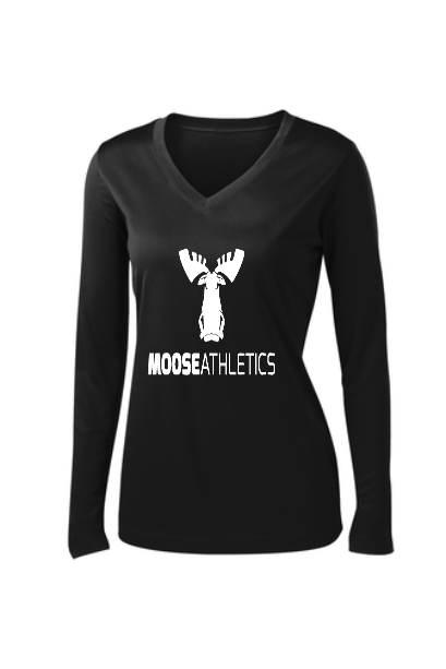Ladies - Black Moisture-Wicking Breathable Long Sleeve Tee - Full Moose Athletics