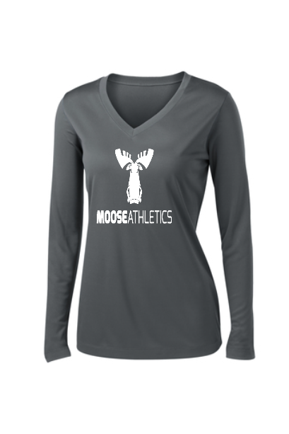 Ladies - Iron Grey Moisture-Wicking Breathable Long Sleeve Tee - Full Moose Athletics