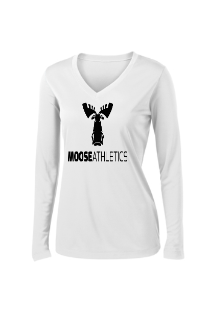 Ladies - White Moisture-Wicking Breathable Long Sleeve Tee - Full Moose Athletics
