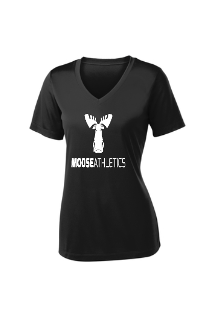Ladies - Black - Moisture-Wicking Breathable Short Sleeve Tee - Moose Athletics