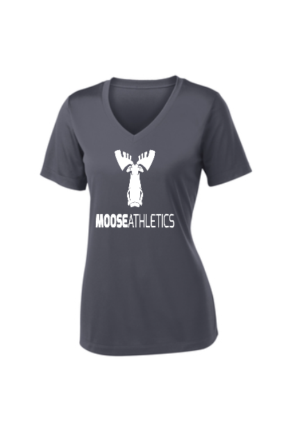 Ladies - Iron Grey - Moisture-Wicking Breathable Short Sleeve Tee - Moose Athletics