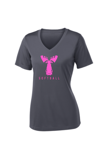 Ladies - Iron Grey Moisture-Wicking Breathable Short Sleeve Tee - Moose Softball