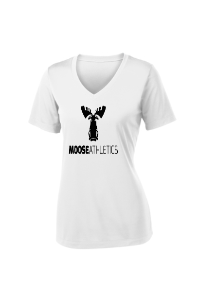 Ladies - White - Moisture-Wicking Breathable Short Sleeve Tee - Moose Athletics