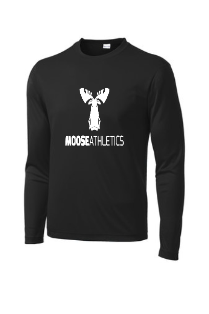 Black Moisture-Wicking Breathable Long Sleeve Tee - Moose Athletics - Chest