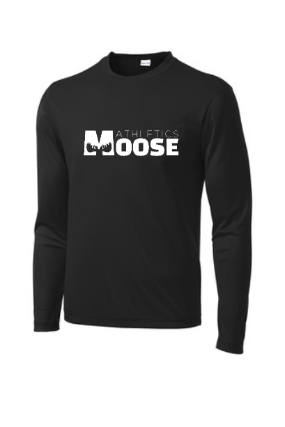 Black Moisture-Wicking Breathable Long Sleeve Tee - Moose Decal - Chest