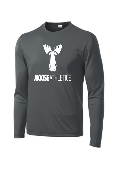 Iron Grey Moisture-Wicking Breathable Long Sleeve Tee - Moose Athletics - Chest