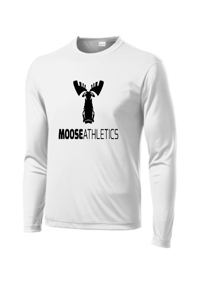 White Moisture-Wicking Breathable Long Sleeve Tee - Full Moose Athletics - Chest