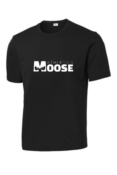 Black Moisture-Wicking Breathable Training Tee - Moose Athletics Decal - Chest